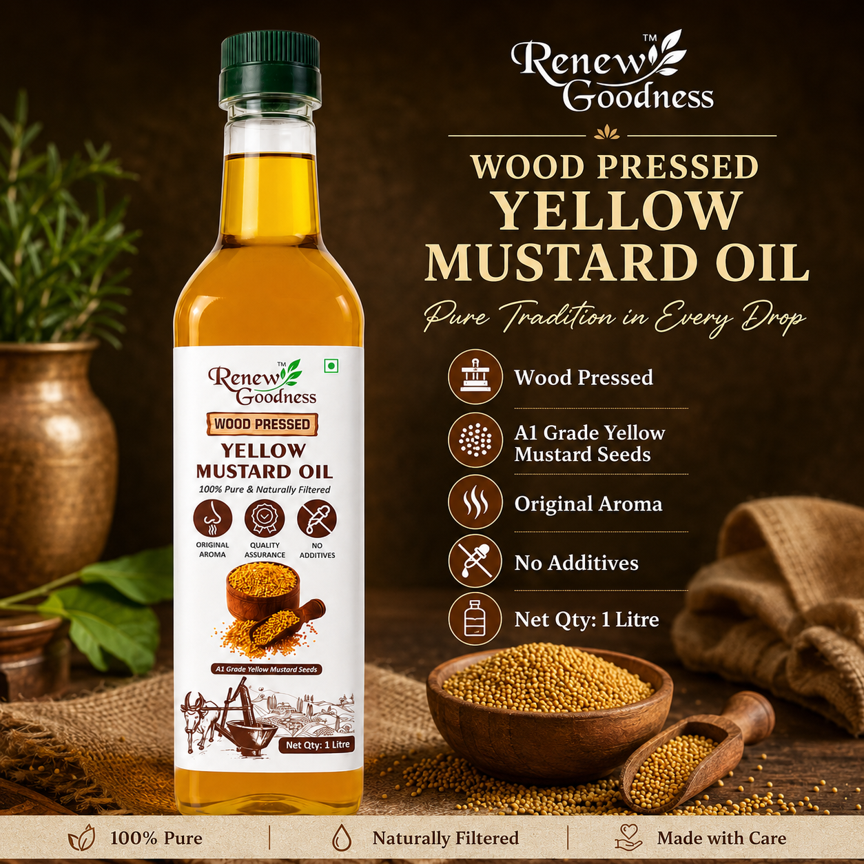 Wood-Pressed Yellow Mustard Oil - Image 2