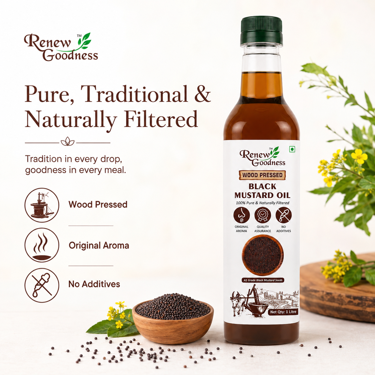 Wood-Pressed Black Mustard Oil - Image 2
