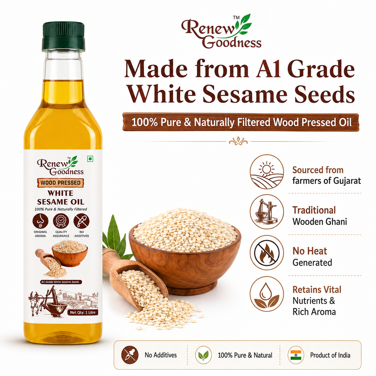 Wood-Pressed White Sesame Oil - Image 2