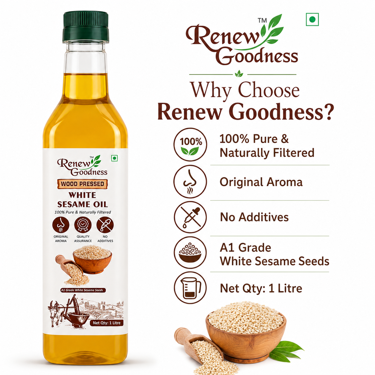 Wood-Pressed White Sesame Oil - Image 4