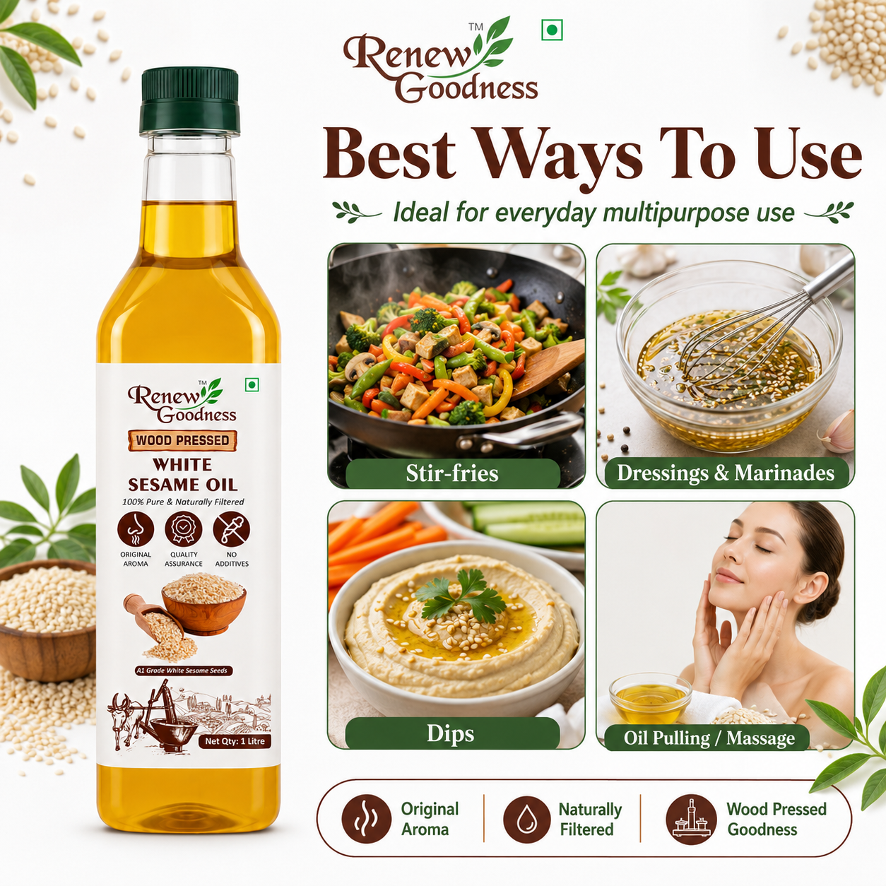 Wood-Pressed White Sesame Oil - Image 5