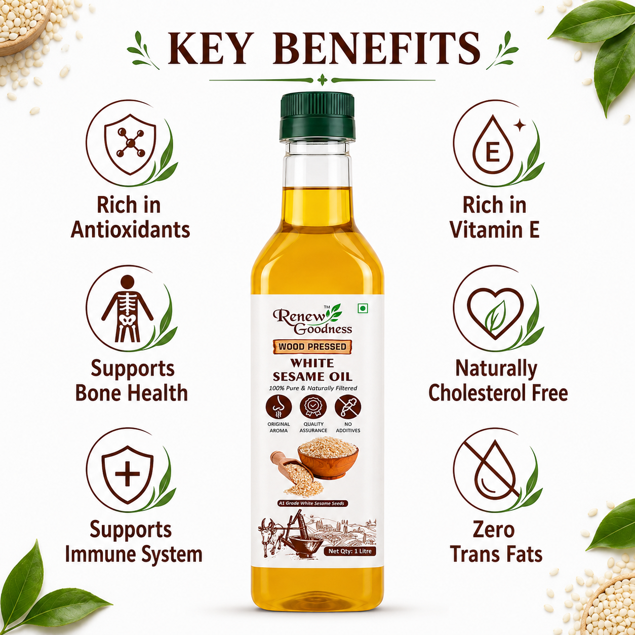 Wood-Pressed White Sesame Oil - Image 6