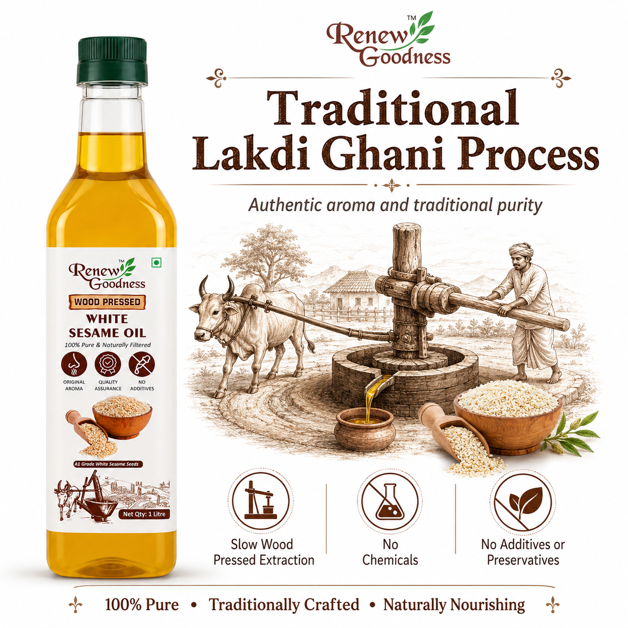 Wood-Pressed White Sesame Oil - Image 7
