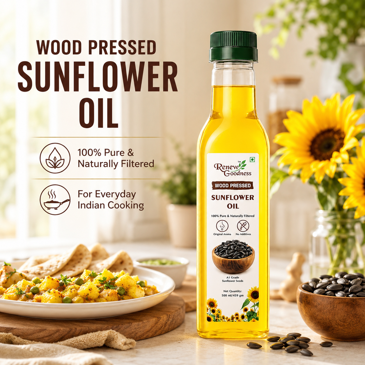 Wood-Pressed Sunflower Oil 500ML - Image 2