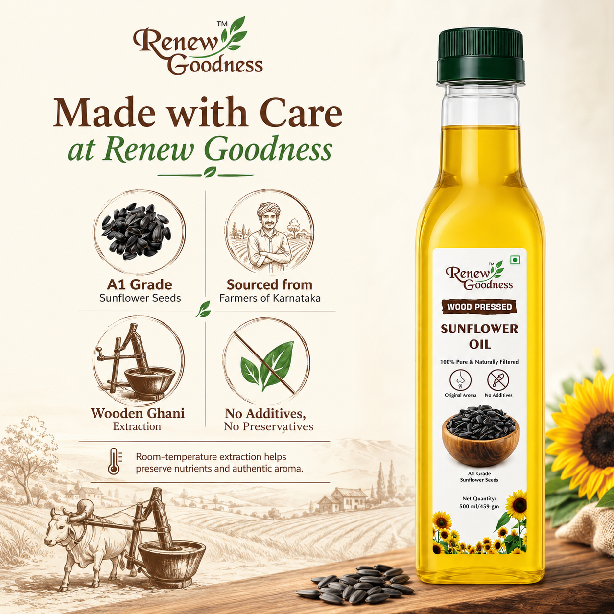Wood-Pressed Sunflower Oil 500ML - Image 5