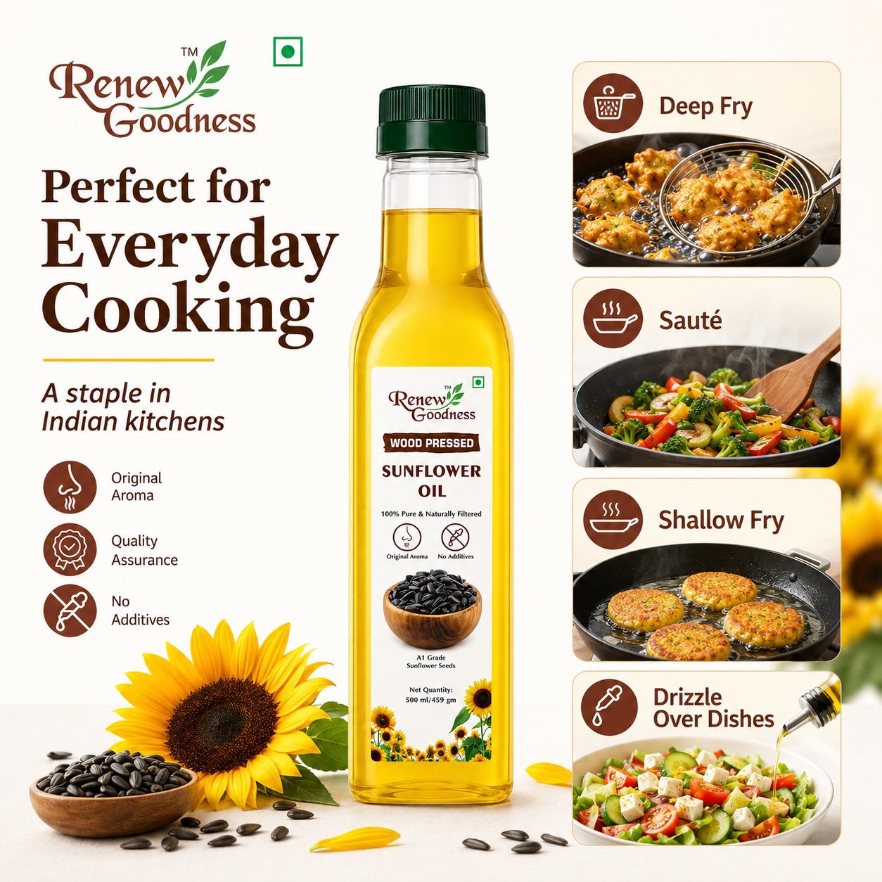 Wood-Pressed Sunflower Oil 500ML - Image 7
