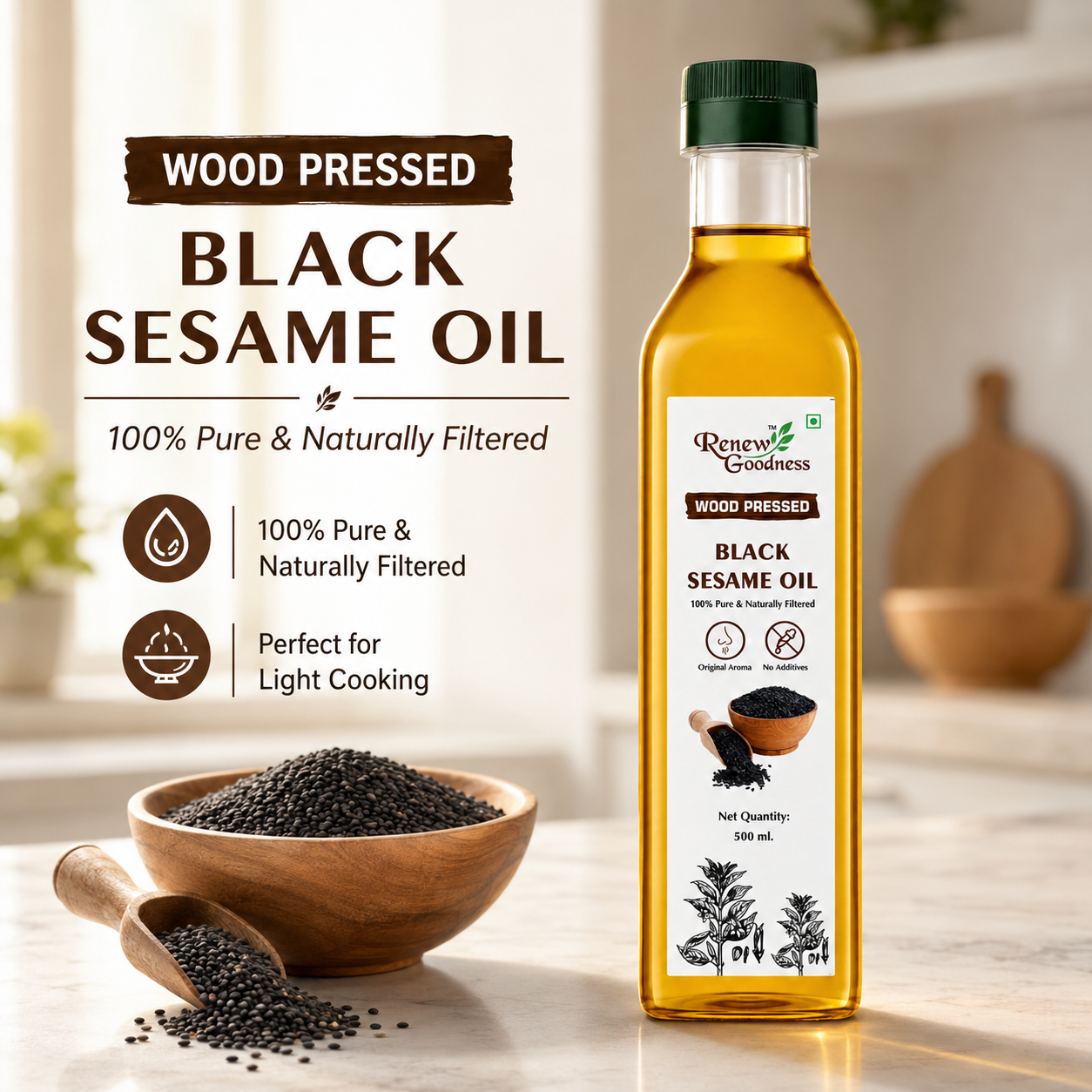 Wood-Pressed Black Sesame Oil - Image 2