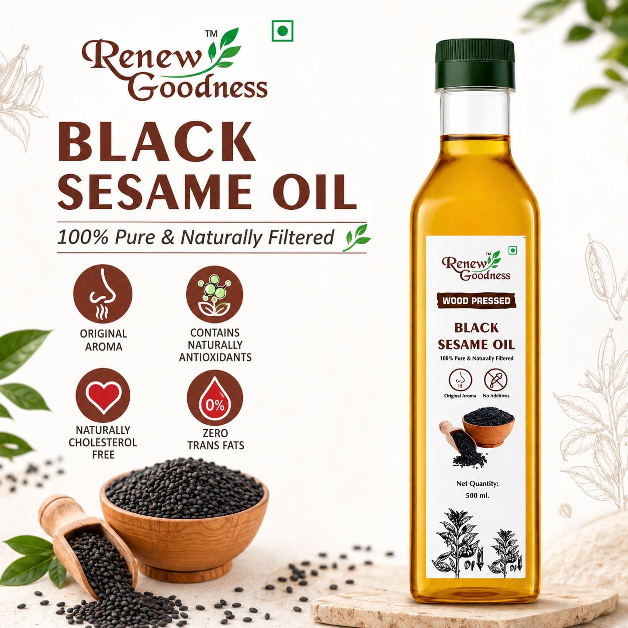 Wood-Pressed Black Sesame Oil - Image 3