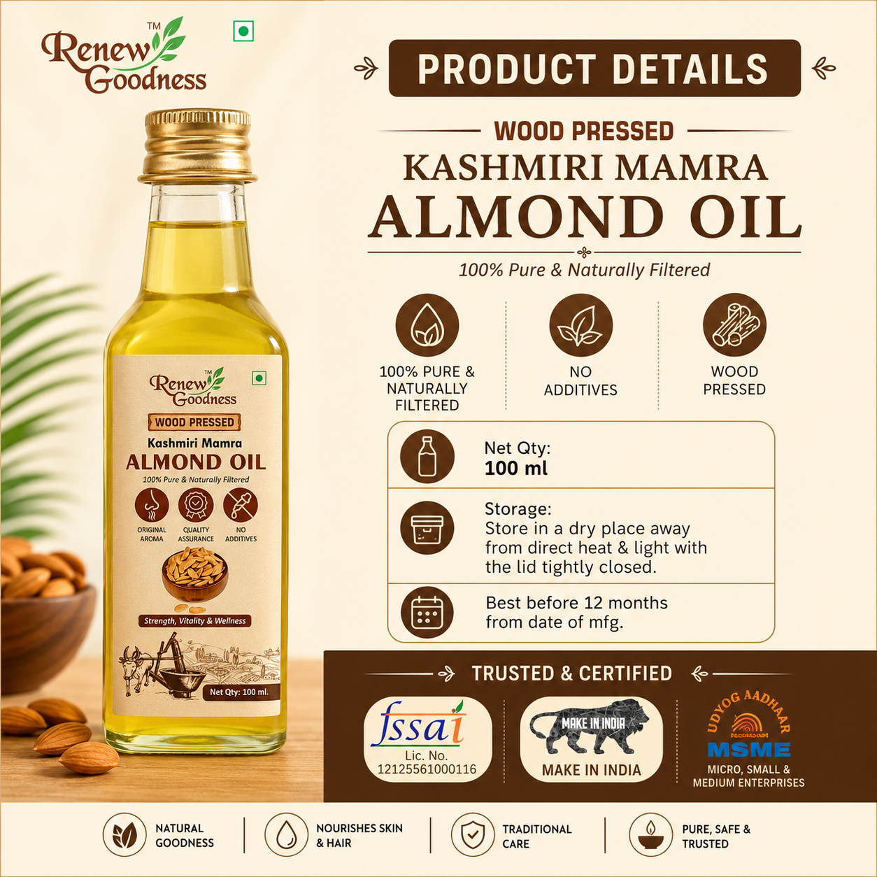 Wood-Pressed Kashmiri Mamra Almond 100 ML - Image 6